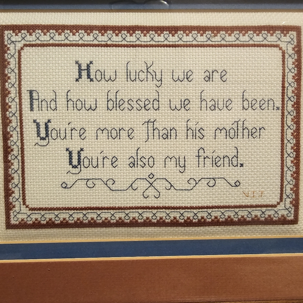 Framed Cross Stitch Needlework Sentimental Mother In Law Mothers Day Vintage